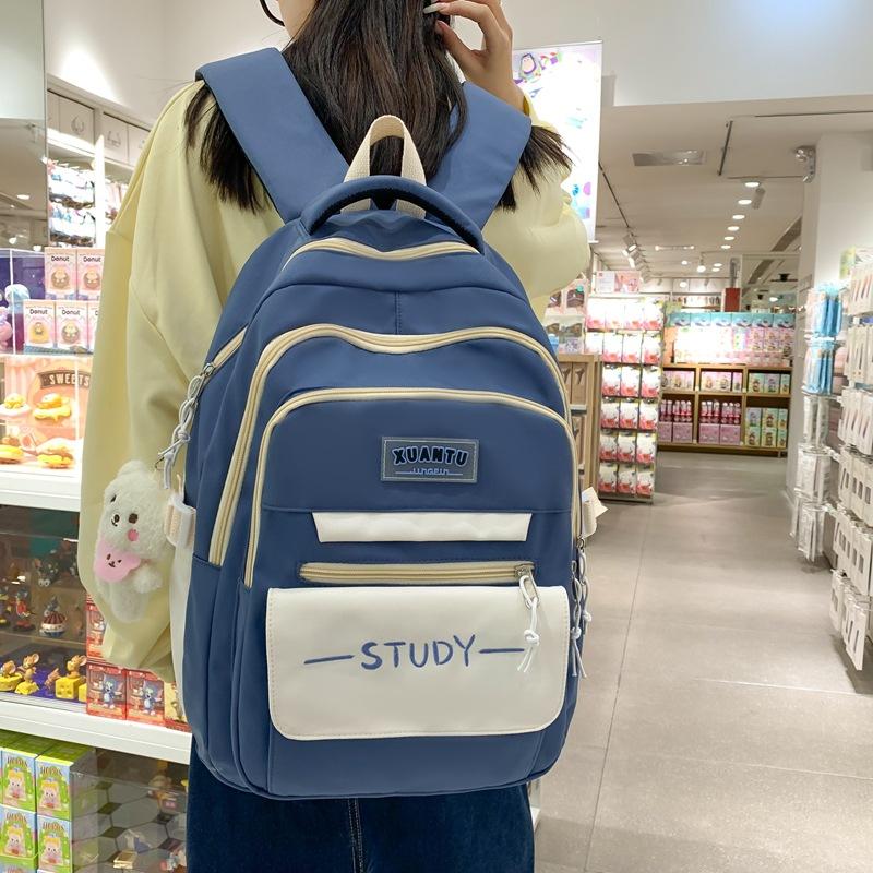 School bag female Korean version backpack high school student junior highschool student versatile backpack primary school student contrasting backpack