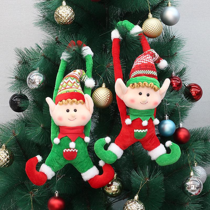 New fabric pointed hat elf doll door hanging curtains holding Christmas tree pendant decorations