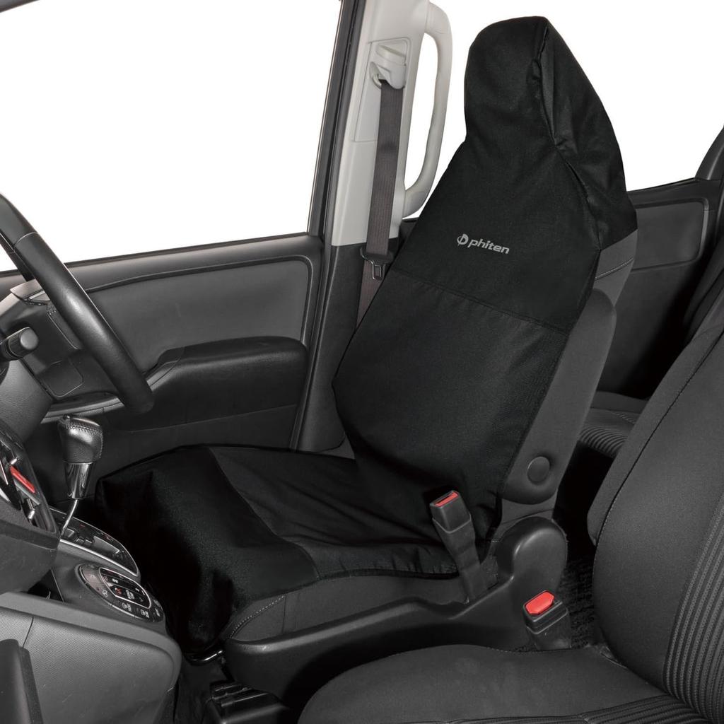 BONFORM Phiten Aqua Titanium Waterproof Seat Covers, Black, Front Seat, One Size Fits All, Easy Installation, Scratch and Stain Resistant, 4119-10BK