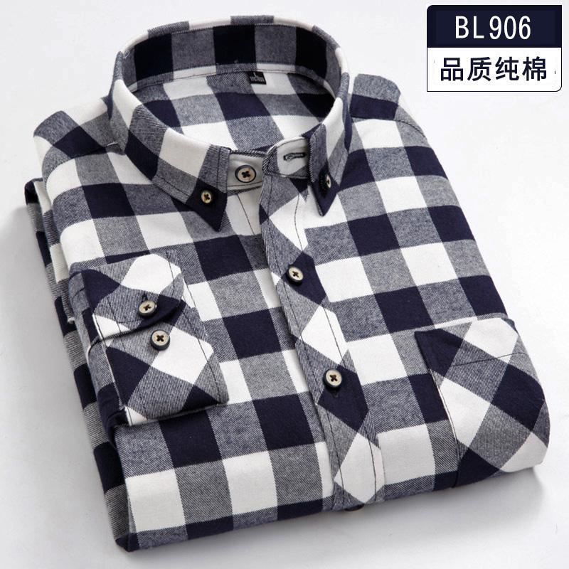 100% Pure Cotton 8XL 7XL Casual Slim Fit Shirt Men Longsleeve Shirt for Men Dad Loose Plaid Shirt Plus Size Button Up Shirt