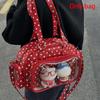 Polka Dot Boston Bag With Clear Window Cute Korean Style Versatile Handbag Crossbody Bag Ideal Ita Women Fashionable Outings Bag