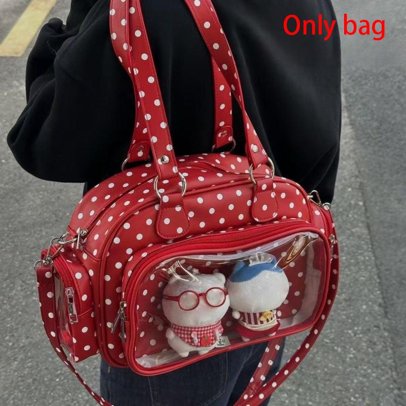 

Polka Dot Pattern Ita Bag Japanese Badge Cards Transparent Display Bag Y2k Stylish Simple Diy Handbag Multi-pocket Crossbody Bag красный