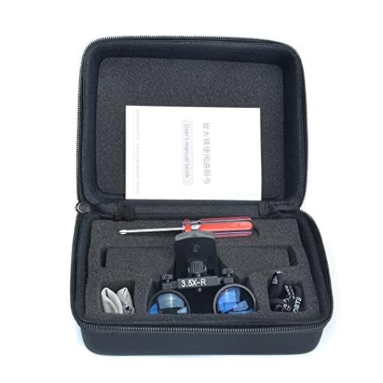 TopSeller Dental Plastic Easy to Fits Regular 420mm with Storage Case Loupes, Clip-on Magnifiers, Portable, Wear, Glasses, (3.5X)