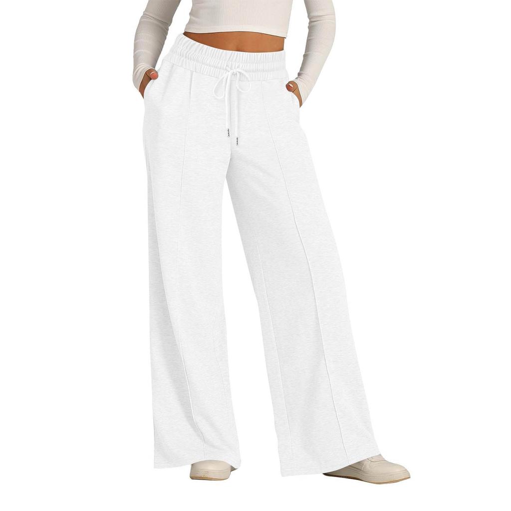 Women's Pants Fashion Casual Pants Solid Color Drawstring High Waist Pants With Pockets