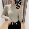 Autumn Winter Knitted High Neck Sweater Women's Solid Color Stretch Slim Bottoming Shirt All-mach Wrinkle Pullover Jumper Top