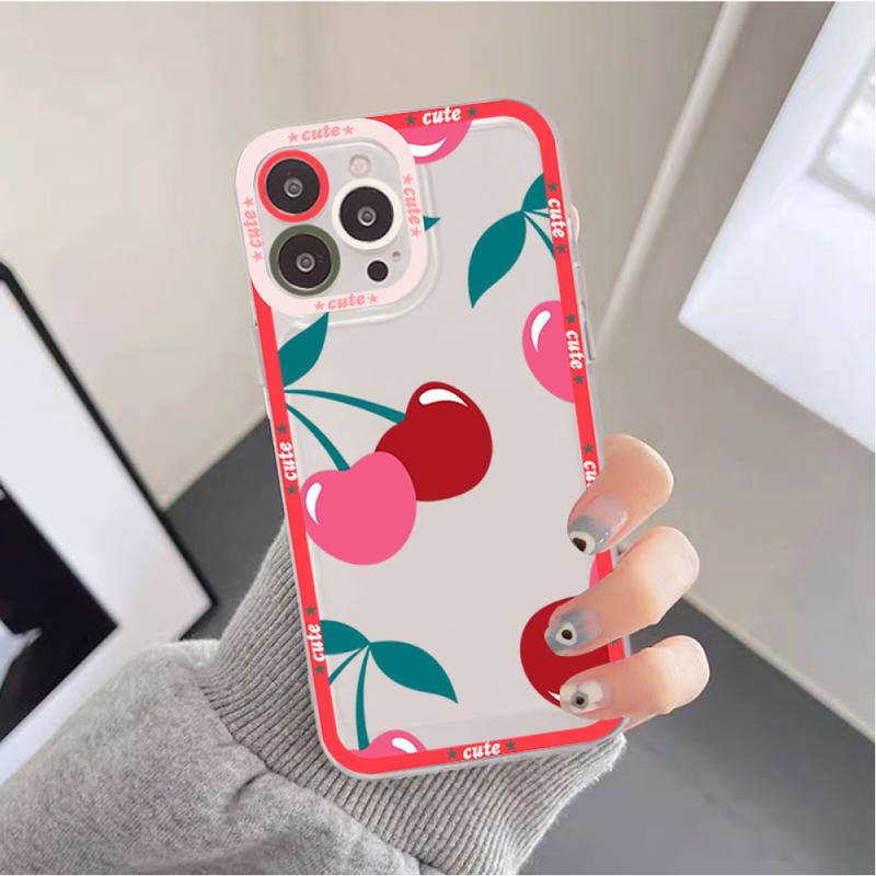 Lovely Cherry Strawberry Phone Case for iPhone 11 12 13 Mini Pro Max 14 Pro Max Case shell