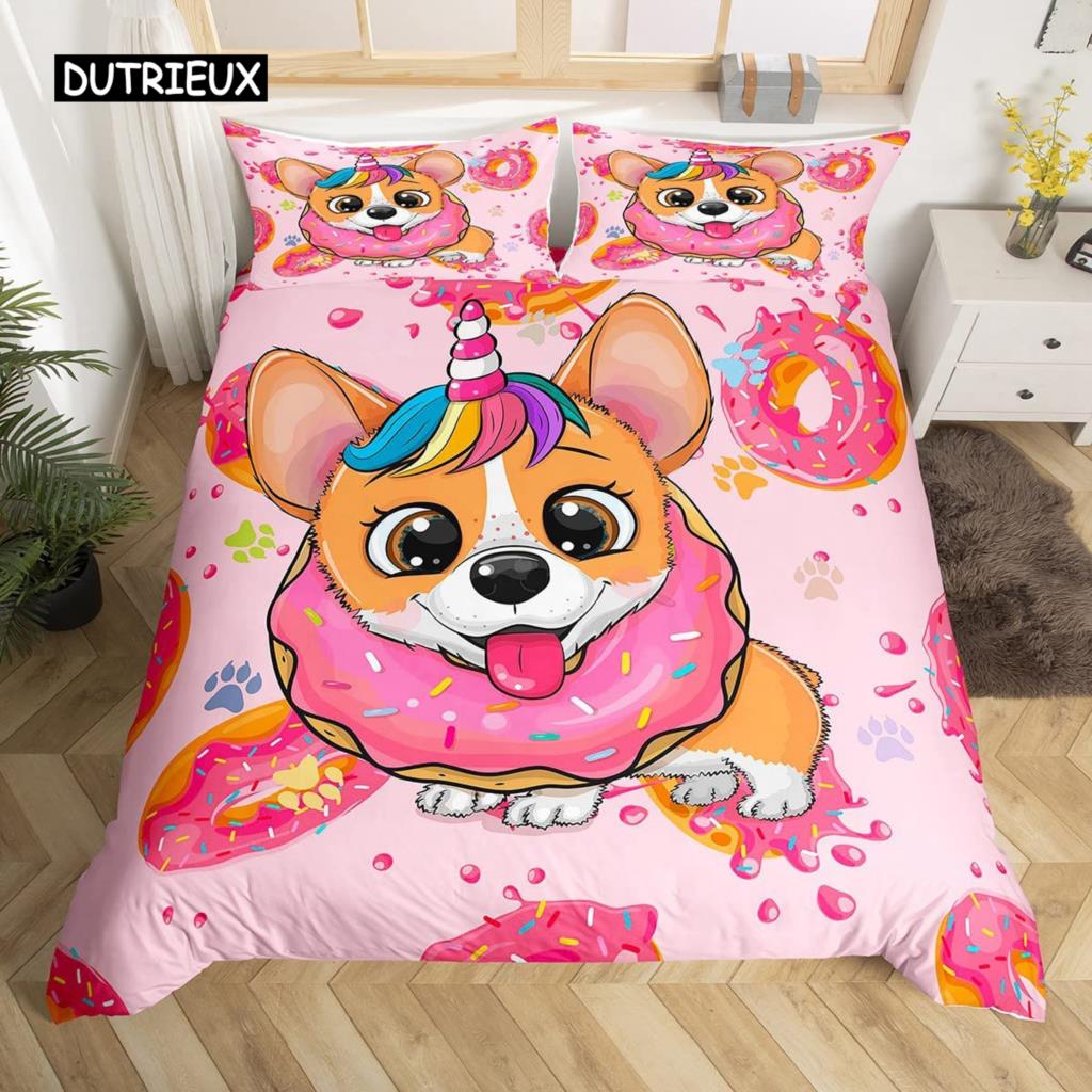 Szivárványos egyszarvú paplanhuzat Aranyos álmodozó lótakaró huzat Rajzfilm Kis egyszarvú ágyneműhuzat iker lánynak tini Kawaii ajándékok