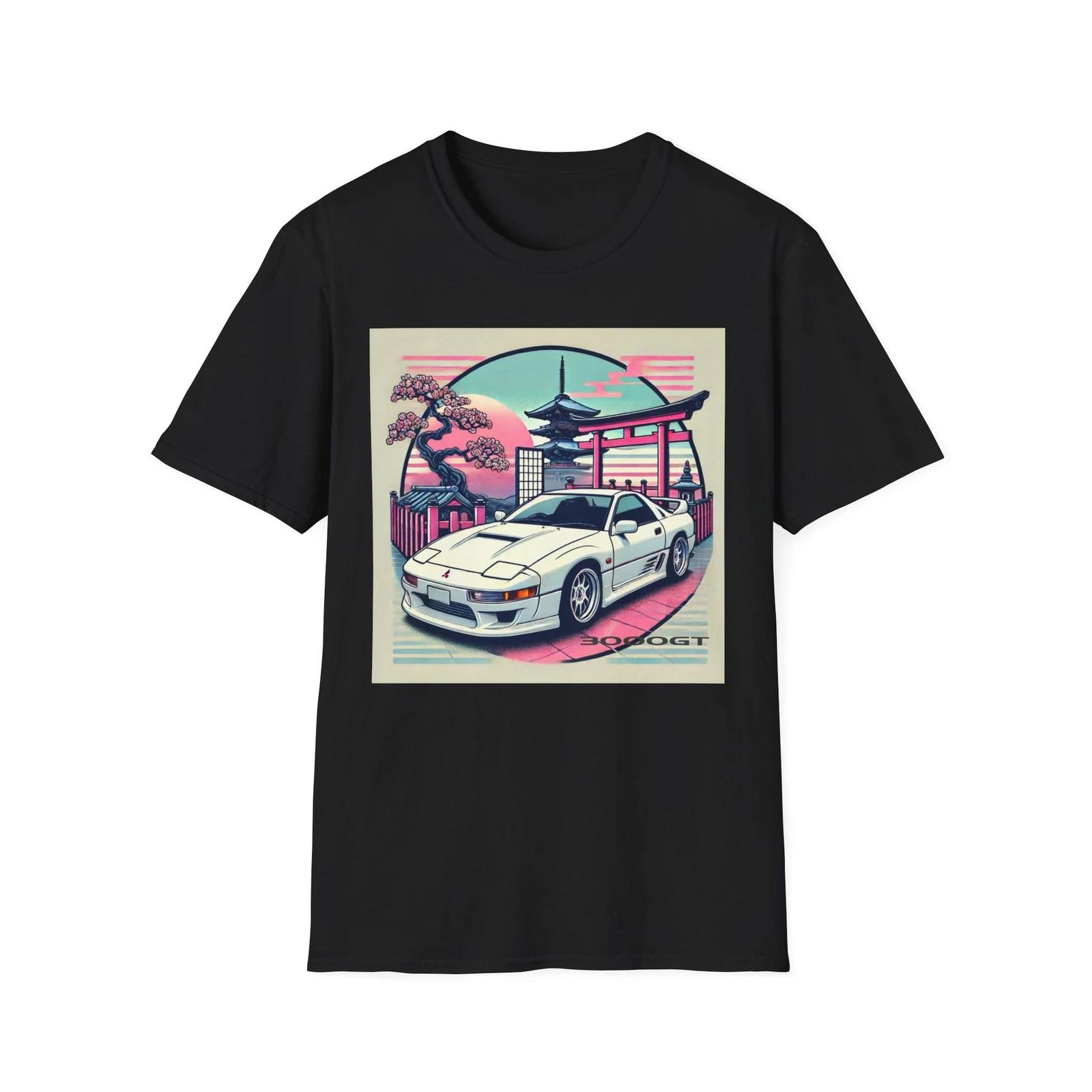 3000GT JDM Japanese Pagoda Torii Cherry Blossom Sunset Graphic T-Shirt L