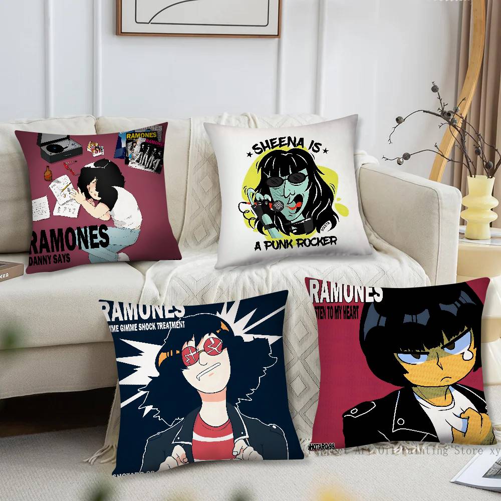 1pc Band Punk R-Ramones Anime Pillow Case Fashion Square Pillowcase Bedroom Sofa Room Ins Decoration Leisure