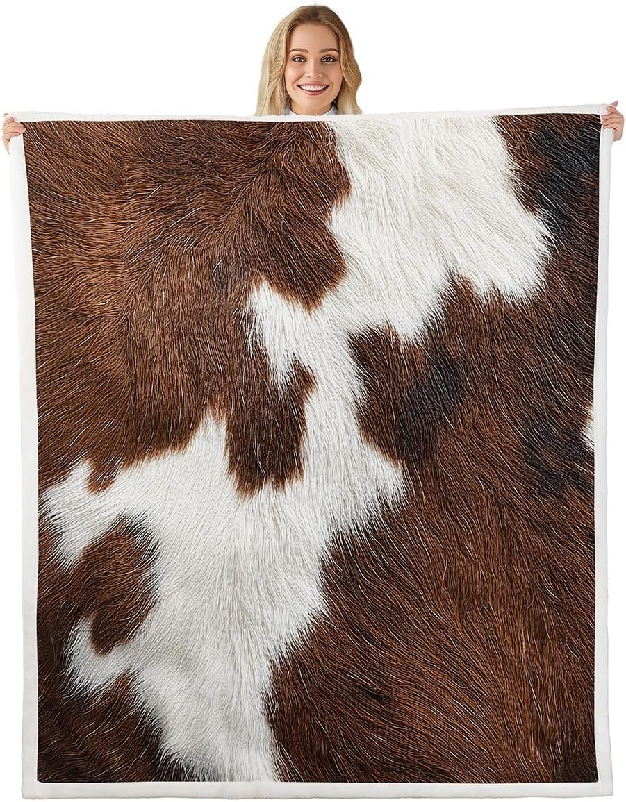 Плед с изображением шотландской коровы, животное с шотландской фермы, принт, мягкий плед, деревенский декор, зимний пейзаж поля, уютное домашнее постельное белье 75x90cm