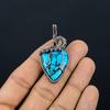 Tibetan Turquoise Pendant, 999 Copper Wire Wrapped Gemstone Jewelry, Handmade Pendant, For Thanksgiving
