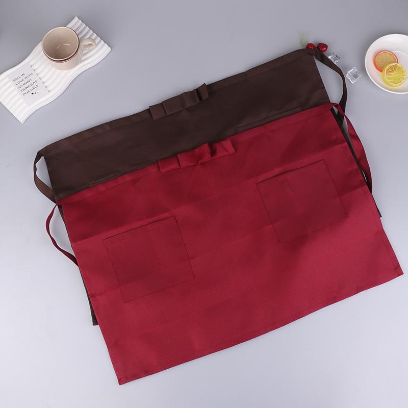 Half Short Waist Polyester Apron Waitress Waiter With Pocket Kitchen Cafe Pub Bar Apron