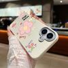 Cute Carton Flower Pattern Leather Texture Slim Soft Case For iPhone 16 Pro Max 15 14 Pro 13 12 11 Matte Lens Protection Shockproof TPU Phone Cover