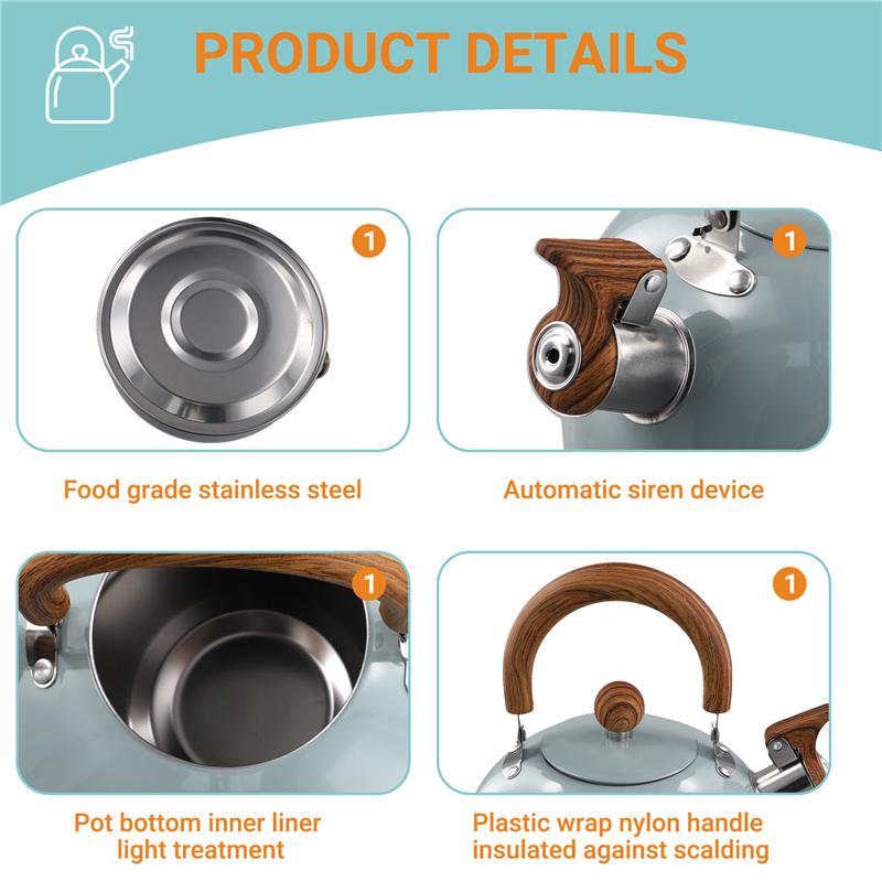 3L Liter Stainless Steel Whistle Kettle Thickened Kettle Gas Induction Cooker Universal Kettle Whistle Kettle