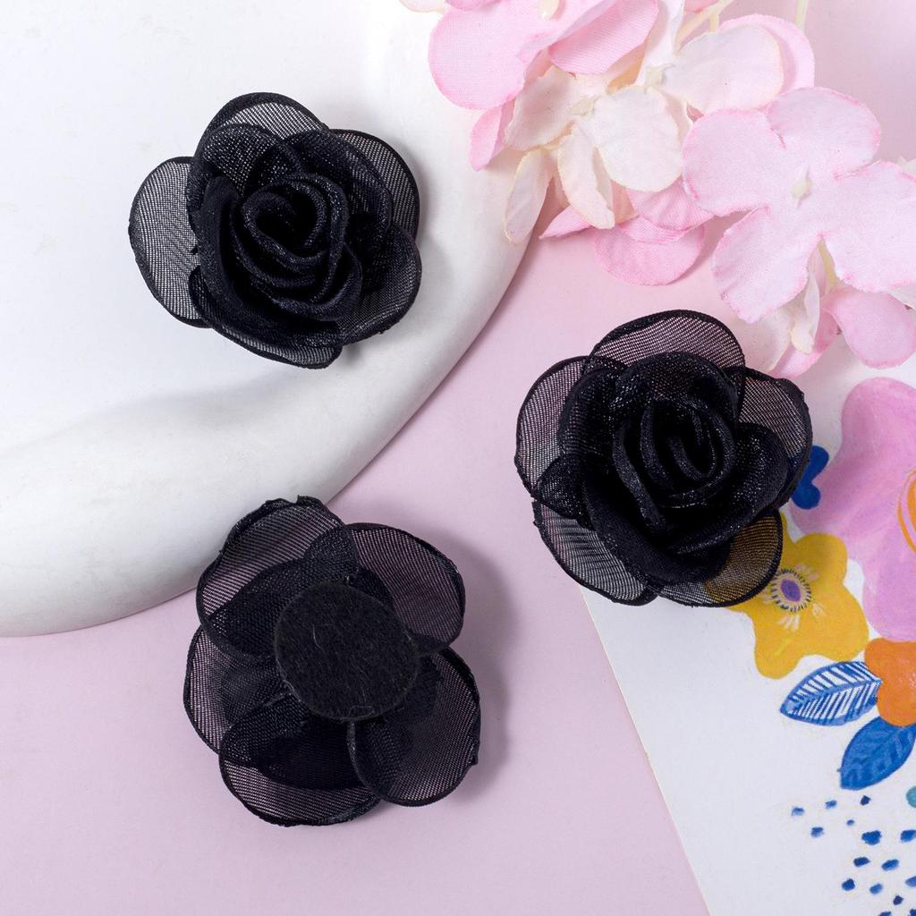 Handmade Chiffon Mesh Rose Flowers: Burned Edge Hair Clips, DIY Accessories for Shoes, Hats, and Clothing.