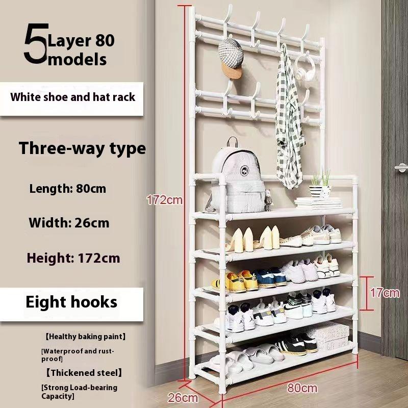 New 5-layers Shoe Rack Household Floor To Ceiling Integrated Clothing and Hat Rack Simple Shoe and Clothing Multifunctional Rack