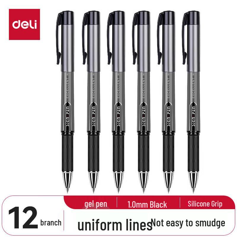 Deli S73 1.0mm Black Gel Pen (12-pack)