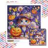 DIY Diamond Art Painting Kit Cute Halloween Witch Cat Pumpkin Pattern Full Drill Canvas Creative Handmade Craft Gift for Adults