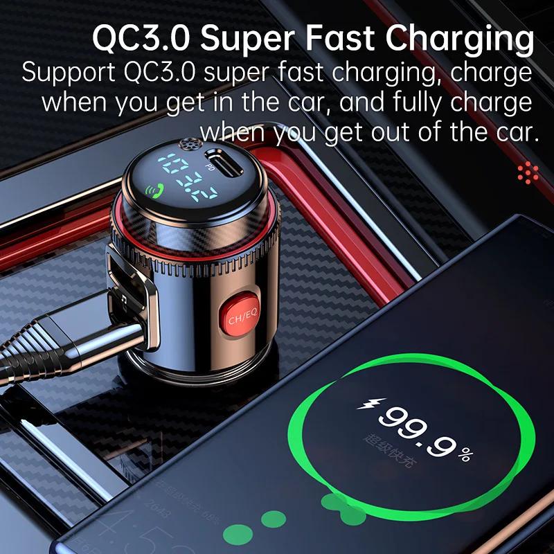 Car MP3 Player FM Transmitter Bluetooth 5.4 PD30W+QC3.0 Dual USB Fast Charge Adapter Wireless Handsfree U Disk Play
