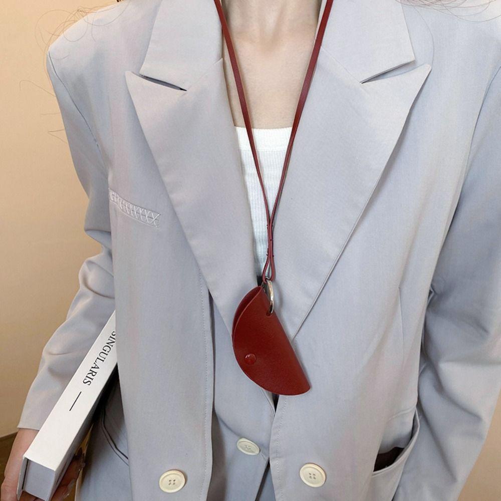 Pullover Kette Lange Leder Halskette Hängenden Hals Pu Leder Schlüssel Tasche Crescent Moon Schlüssel Fall Mädchen