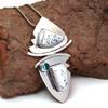 Dendritic Opal Sky Blue Topaz  Mother's Day Silver Jewelry Pendant  2.5"