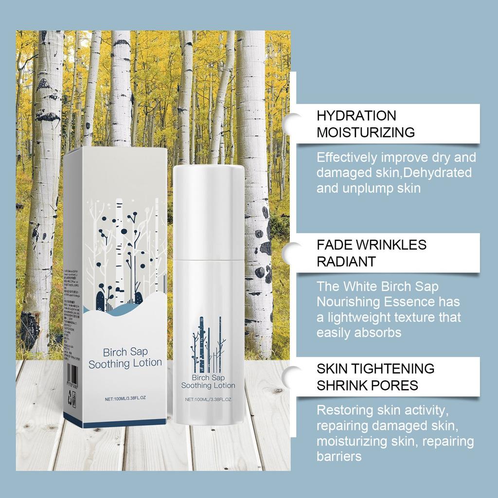 Birch Sap Soothing Lotion Moisturizing, Caring, Hydrating, Smooth, Moisturizing, Nourishing Soothing Lotion 100ml