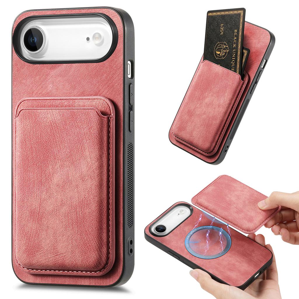 For iPhone Air Case Compatible with MagSafe Leather Back Cover with Detachable Card Holder