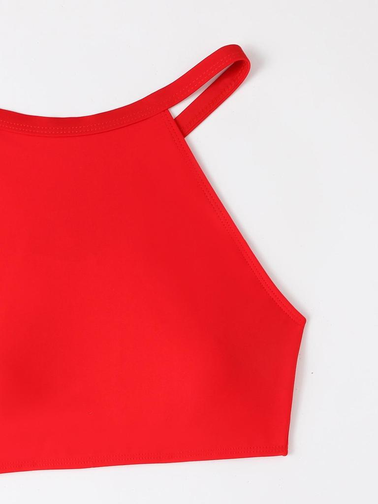 European & American Sporty Bikini: Sexy Bandeau Crop Top with Elegant Back and Split Swimsuit Design