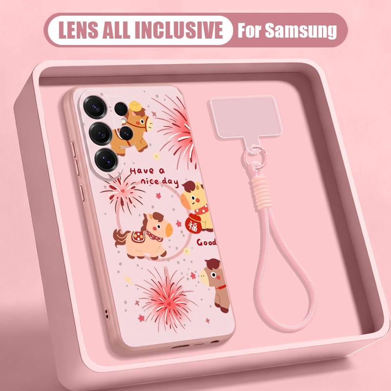 Vintage Lucky Golden Horse Case For Samsung S26 S25 Ultra S24 S23 FE S22 A15 A16 A17 A35 A36 A37 A54 A55 A56 A57 5G Hybrid Magnetic Matte Cover