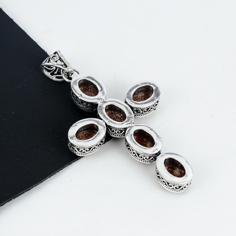 Natural Red Sunstone Gemstone Pendant 925 Sterling Silver- Handmade Cross Design, Everyday Wear Jewelry, Unique Red Sunstone Pendant Gifts