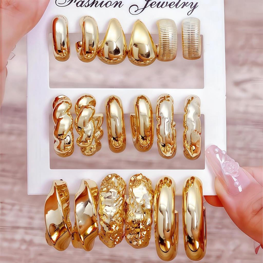 Cross-border Creative Geometric C-shaped Twist Ribbed Earring Set