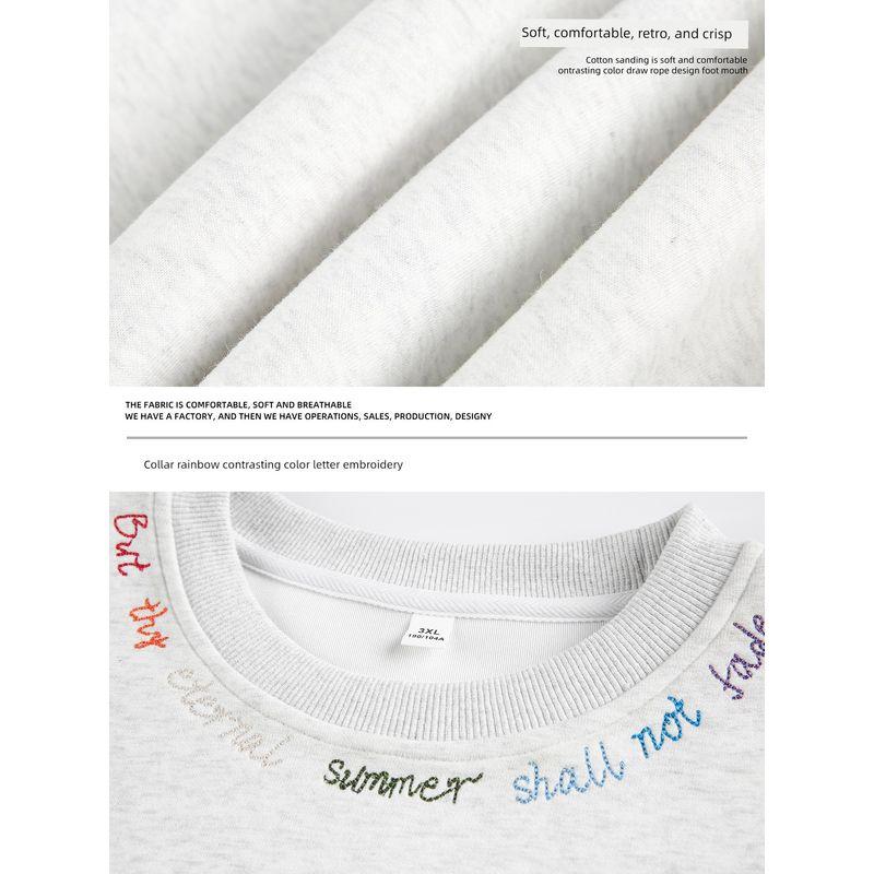 Trendy Brand Early Autumn Letter Print Loose Casual Crew Neck Long Sleeve Hoodless Heavyweight Sweatshirt for Men and Women in Spring and Autumn