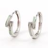 Wish Simple Style Gold Platinum Dislocation Blue and White Opal Circle Ear Buckle Versatile Earrings