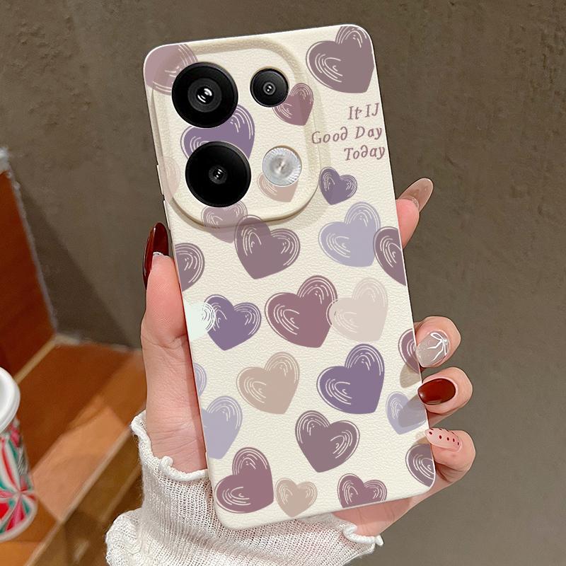 

Тонкий мягкий чехол из ТПУ с принтом в виде сердечек для Xiaomi 13T Pro Redmi X6 M6 Pro Note 14 Pro 13 12 11, матовая кожаная текстура, противоударный чехол для телефона Redmi Note 14 5G теплый белый