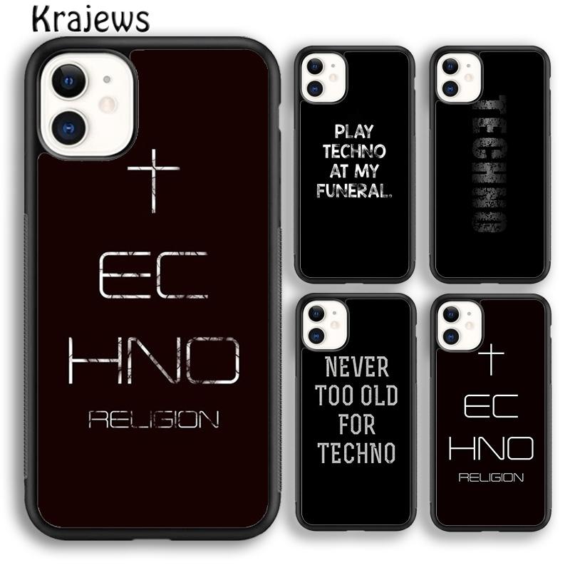 Krajews Love Techno Music Quotes Phone Case Cover For iPhone 17 Air 16 15 14 plus 12 13 pro max coque Fundas