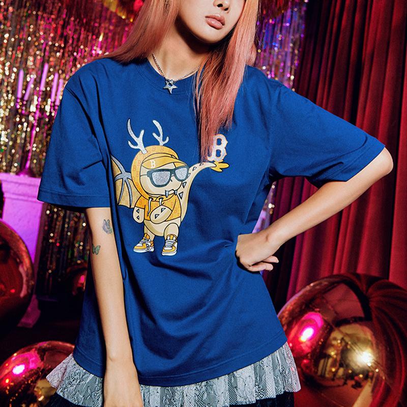 New MLB SS24 Set-in Sleeve T-Shirt Unisex Light Blue 3ATSQ0141-07BLL