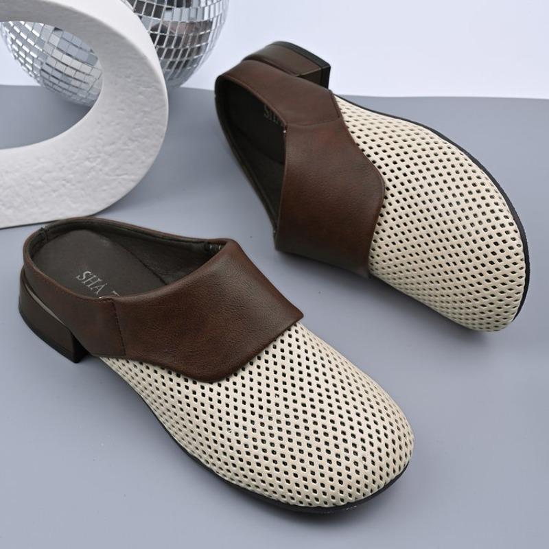 

Модные женские туфли-баотоу на низком каблуке, весенние новинки, с круглым носком, с глубоким вырезом, цветные, на мягкой подошве, противоскользящие, износостойкие тапочки 35 грязно-белый