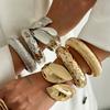 Ingemark Exaggerated Heavy Metal Chunky Wide Cuff Bangles for Women Punk Geometric Spring Arm Bracelets Men Jewelry Steampunk