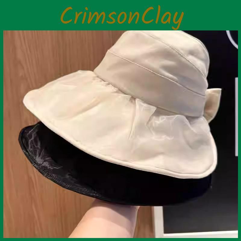 Fashionable Women's Summer Sun Hat With Big Brim Butterfly Bow Outdoor Cycling Sun-shading Cap