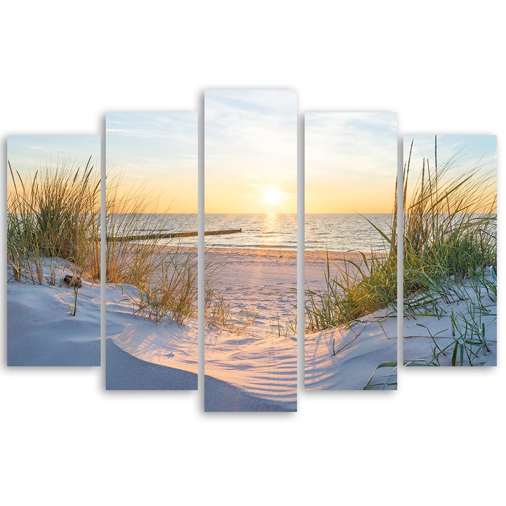 Pětidílný obraz na plátně Beach Sea Dunes Sunset