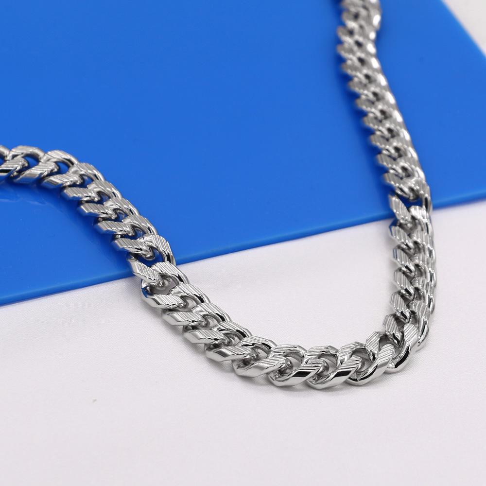 Classic Cuban Horsewhip Men'S Necklace White Copper Thick Rhodium Gold Hip Hop Trendy Men'S Accessories