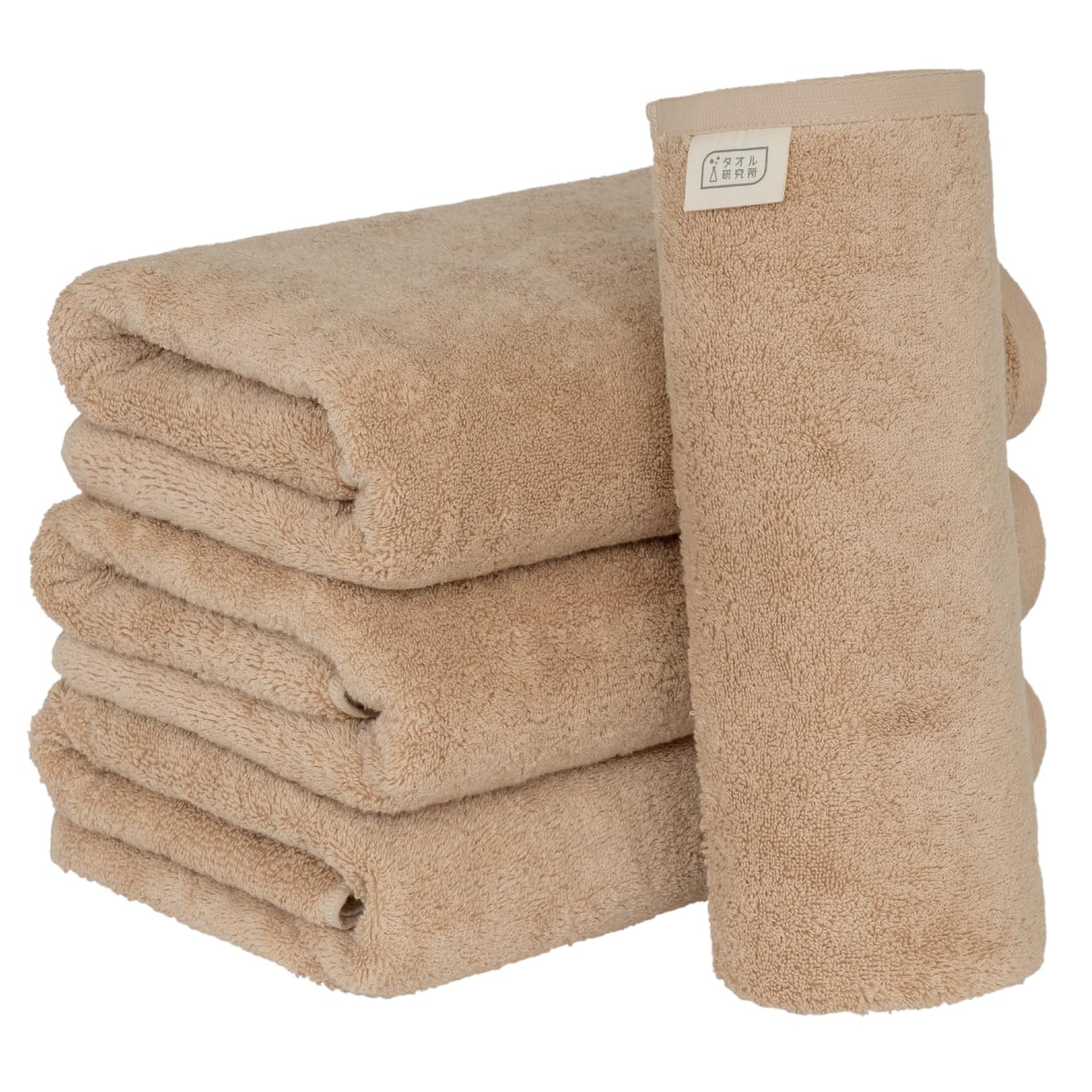 

Towel Laboratory Bath Sand Set of JapanTechnology [Volume Rich] #003 Towels, Beige, 4, Hotel-Quality, Thick, Fluffy, High-Breathability, High-Density