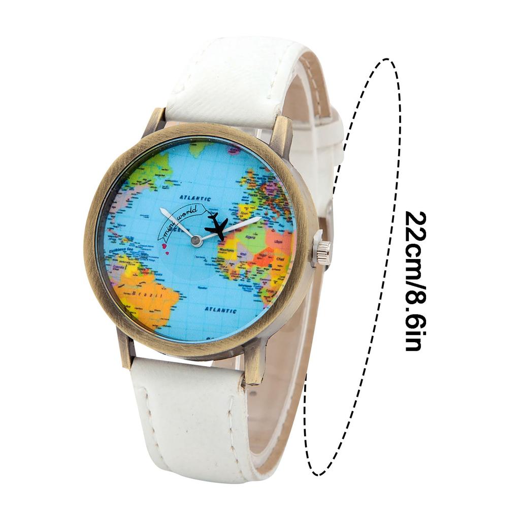 Módní Globální Mapa Světa Letadlo Džínová Látka Pásek Hodinky Neformální Muži Ženy Náramkové Hodinky Quartzové Hodinky Dárek Horloges Relgio