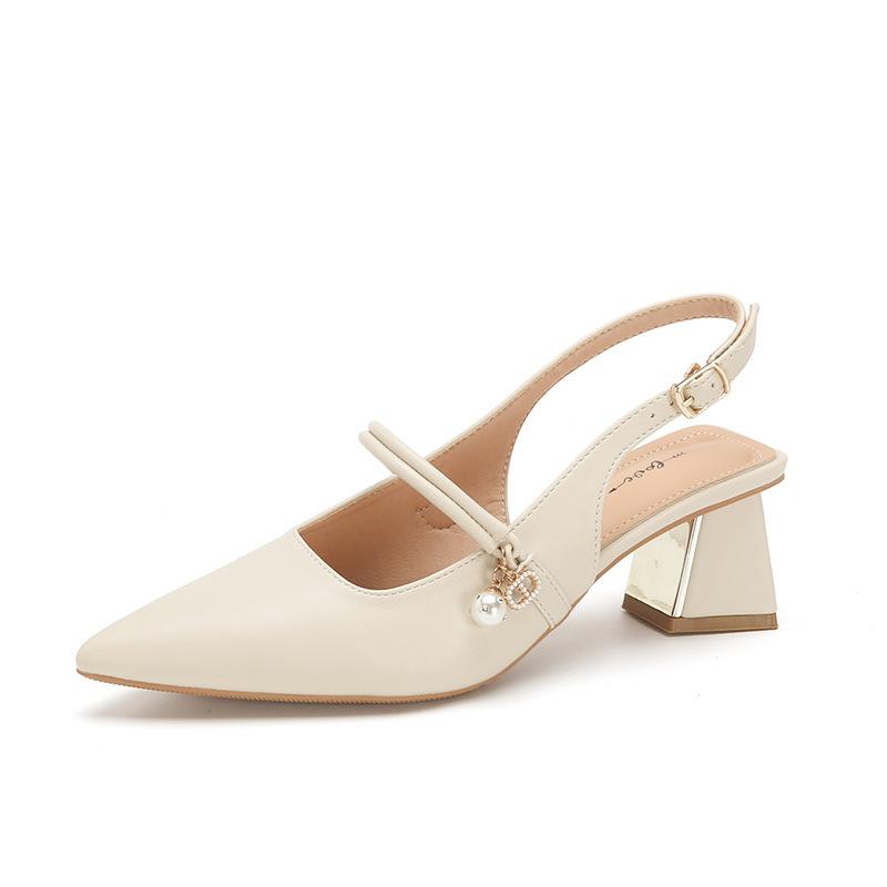 

Кожаные туфли на плоской подошве для женщин Huizhou, туфли на высоком каблуке, босоножки, летняя новая, острые, классные тапочки для женщин 34 абрикосовый