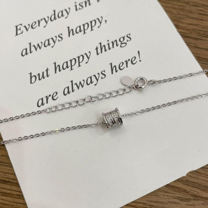 Women Fashion Simple Fresh Full Diamond Zircon Round Pendant Clavicle Necklace