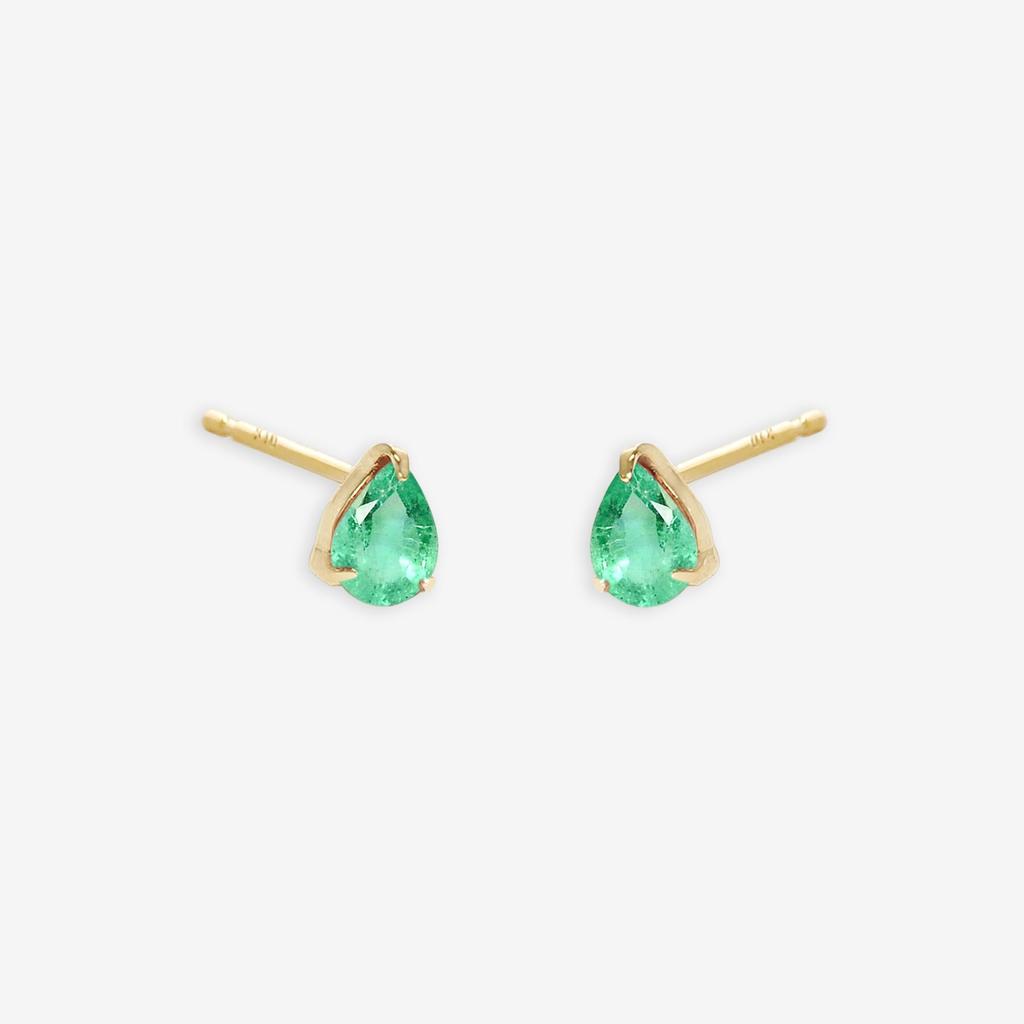ESTELLE [Official] [Web Exclusive] Women's K10 Yellow Gold Earrings with Emerald (May Birthstone) and Drop Motif (0222-9756-0019-0000)