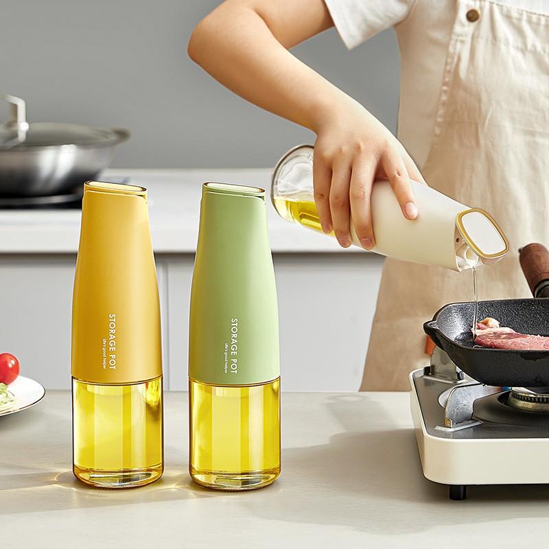 Glass Oil Dispenser Bottle Set Kitchen Use - Leakproof Auto-Close Design 500ml Capacity Modern Minimalist Style