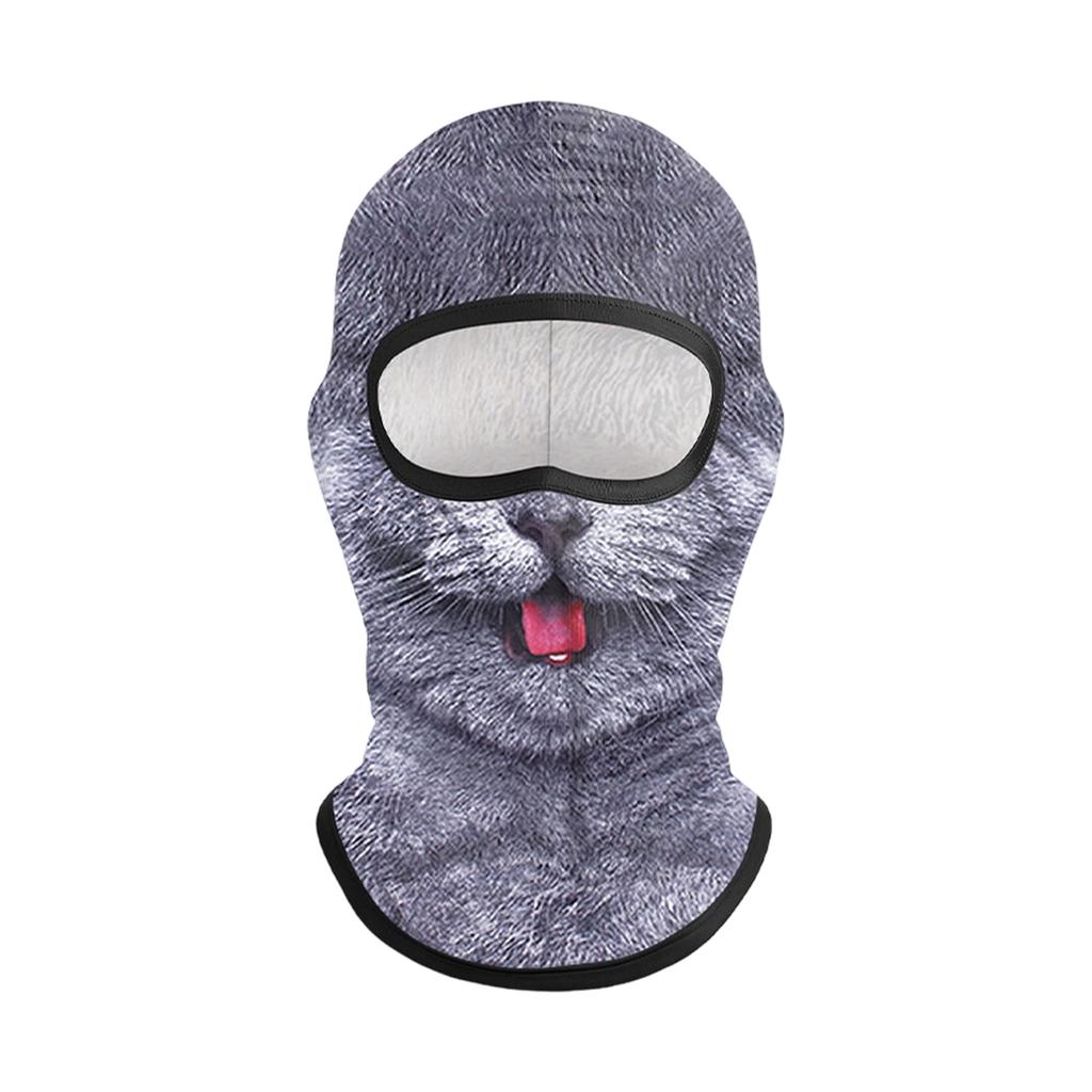 Fall Winter Pullover Hat with Cute Pet Print and Full Face Neck Cover for Outdoor Use