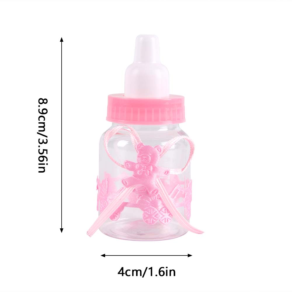 6pcs Mini Baby Bottles with Ribbon and Bear Baby Shower Party Candy Box Kids Boys Girls Birthday Party Gift Box Gender Reveal