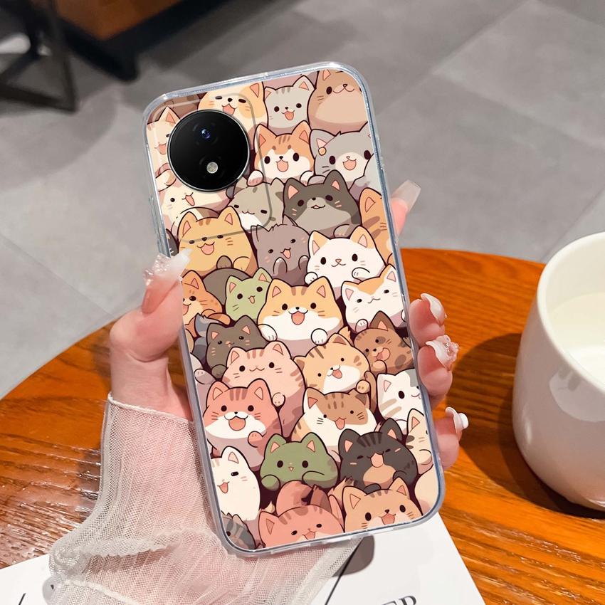 For Vivo Y02 Y02A Y02S Y10 Y11 Y12 Y12a Y13 Y15 Y15a Y16 Y17 Y19 Clear TPU Case Ocean Whale Pattern Anti Drop Back Cover For Vivo Silicone Phone Shell